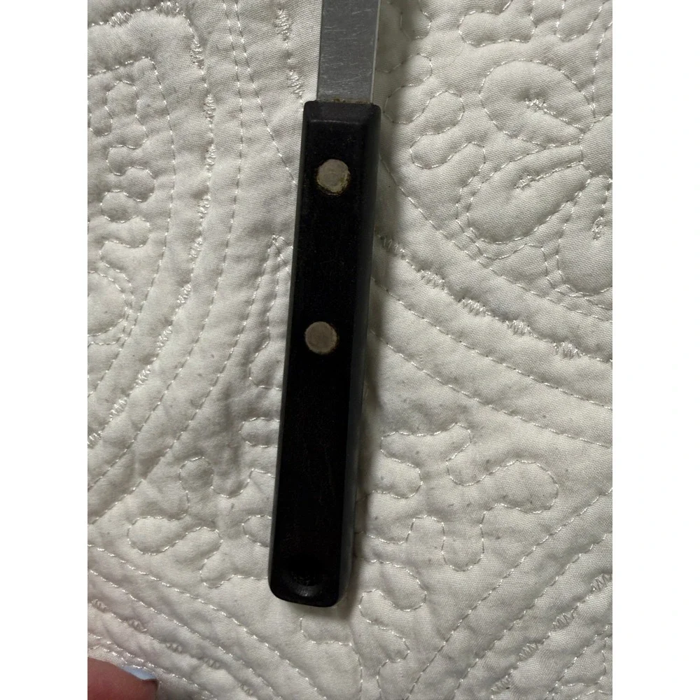 Ekco Forge‎ Slotted Spoon Kitchen Tool 11.5in Silver Black Vintage Stainless USA